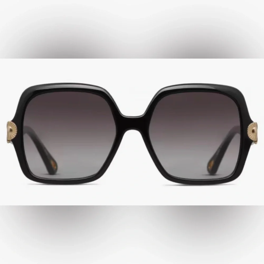 CHLOE - VERA BLACK SCALLOPED‎ SQUARE FRAME SUNGLASSES - NEW